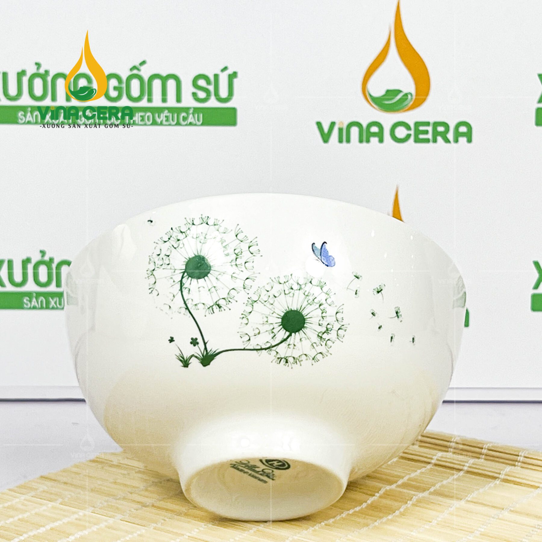 Chén cơm sứ trắng hoa bồ công anh