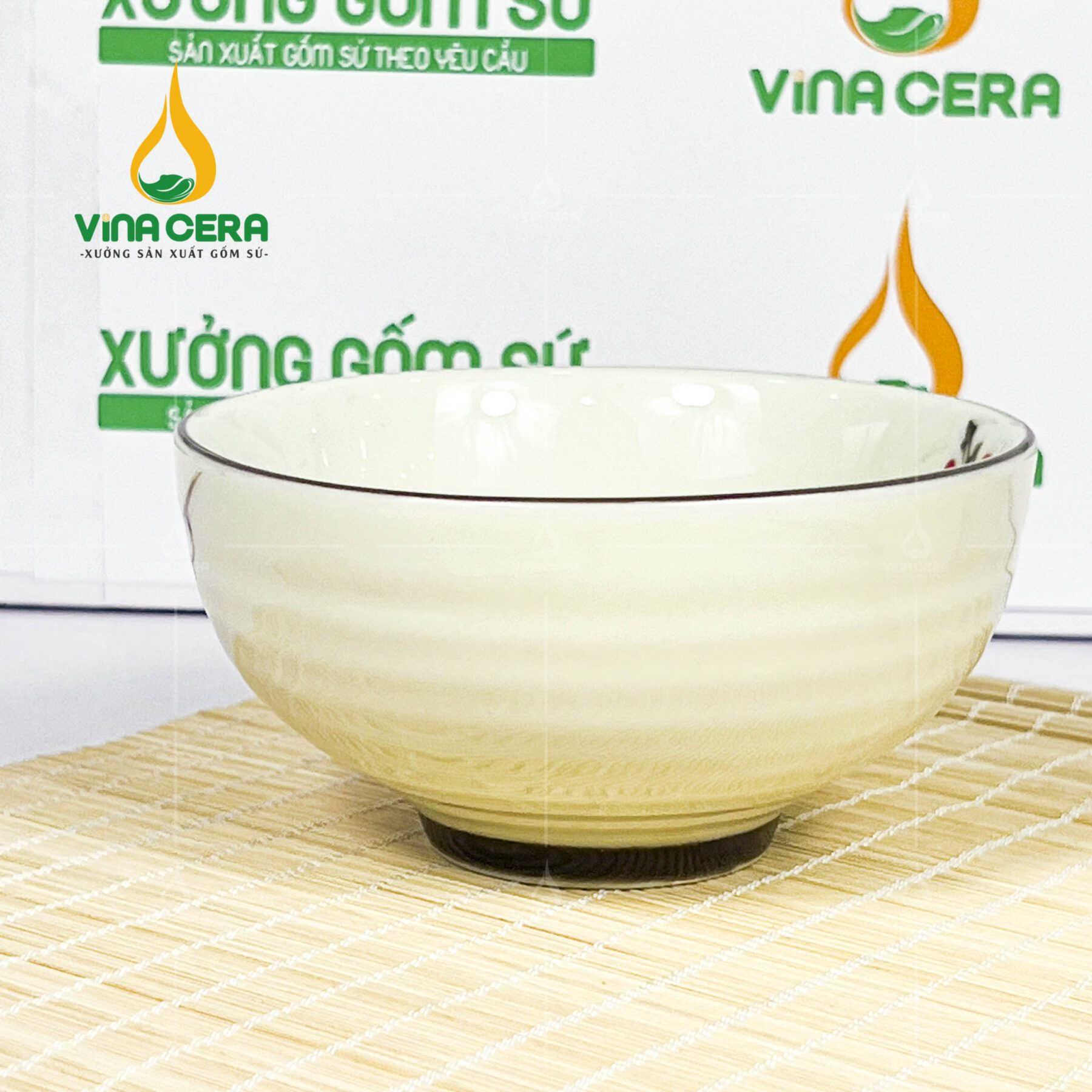 Chén Cơm Sứ Men Kem Vẽ Hoa Đào Đỏ- SVN BC 14052404 Chén cơm sứ trắng vẽ hoa đào đỏ