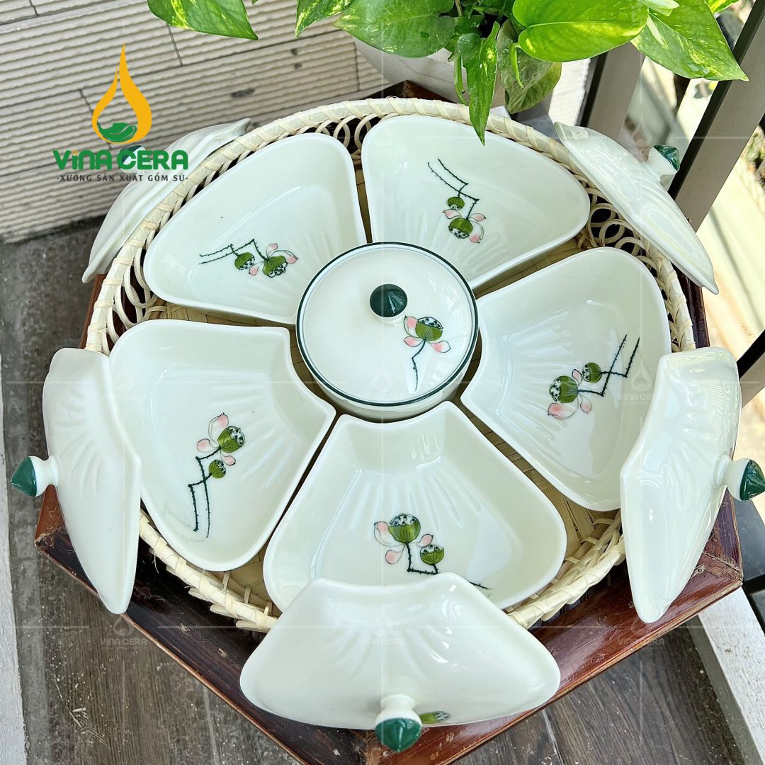 khay mứt sứ Bát tràng cao cấp hoa mặt trời (1)