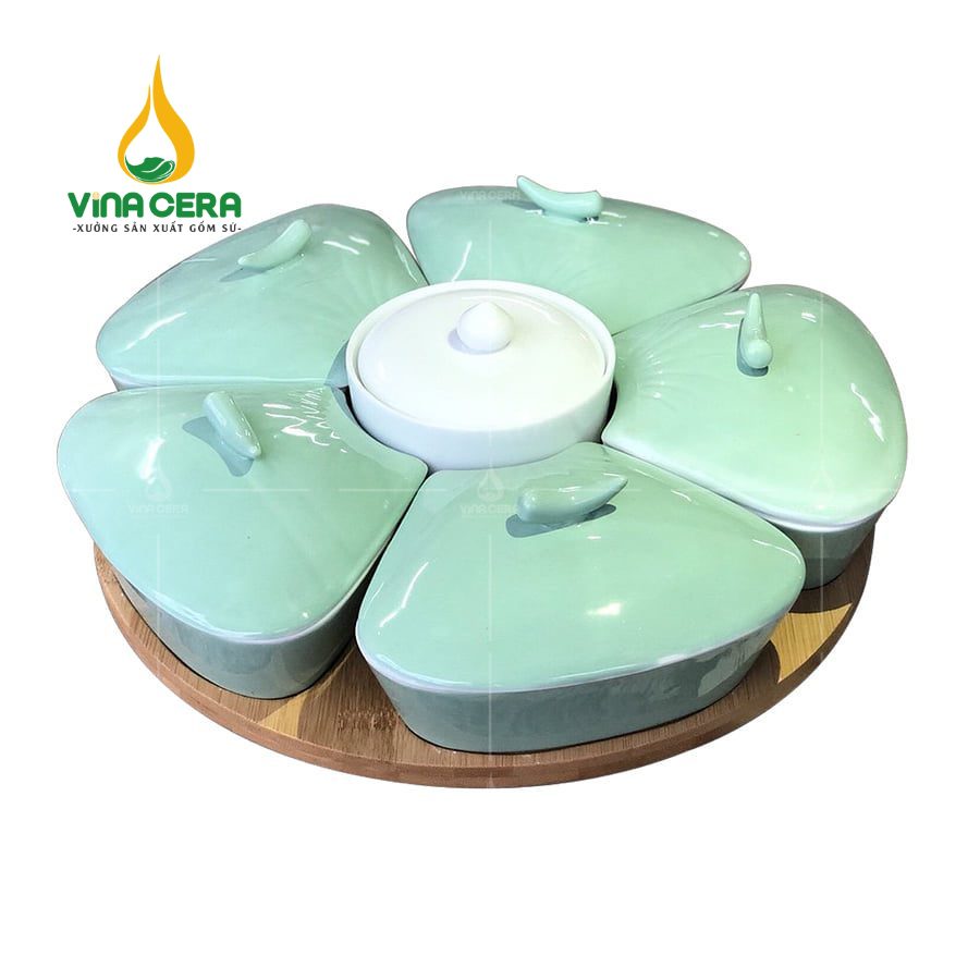 99+ Mẫu Khay Mứt Sứ làm quà tặng Tết đẹp ( Nhận Catalogue ) Khay mứt sứ hình cánh hoa ngũ sắc