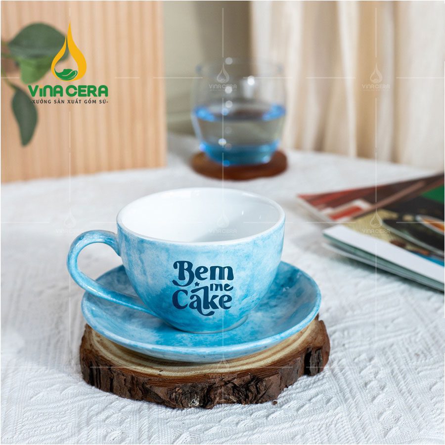 Ly Sứ Cà Phê Cappuccino Men Vân Đá - LS-026324 Ly sứ cà phê Cappuccino men vân đá