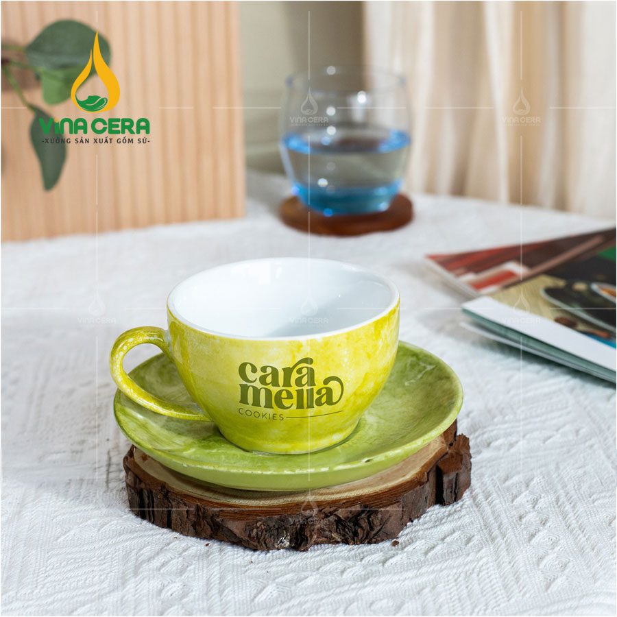 Ly Sứ Cà Phê Cappuccino Men Vân Đá - LS-026324 Ly sứ cà phê Cappuccino men vân đá