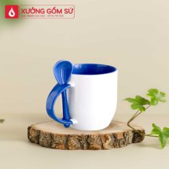 Ly Sứ Trắng Quai Màu Giá Rẻ LS081112