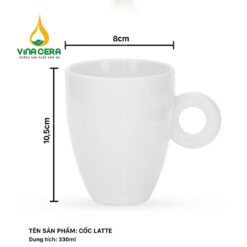 Ly sứ trắng quai tròn 330ml