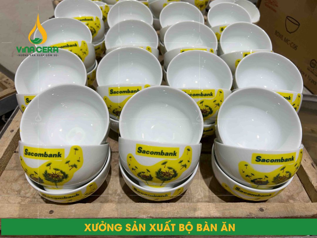 Chén Cơm Sứ Men Kem Vẽ Hoa Đào Đỏ- SVN BC 14052404 Xưởng sản xuất gốm sứ Vinacera