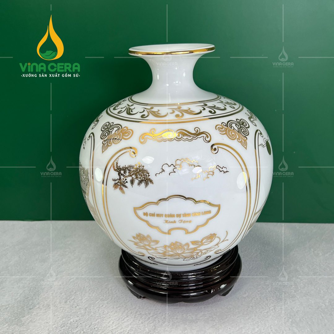 Bình Hút Lộc Vẽ Vàng In Logo Bộ Chỉ Huy Quân Sự Tỉnh Vĩnh Long - BHL 0262724 binh hut loc trang ve vang in logo bch qs vinh long 2