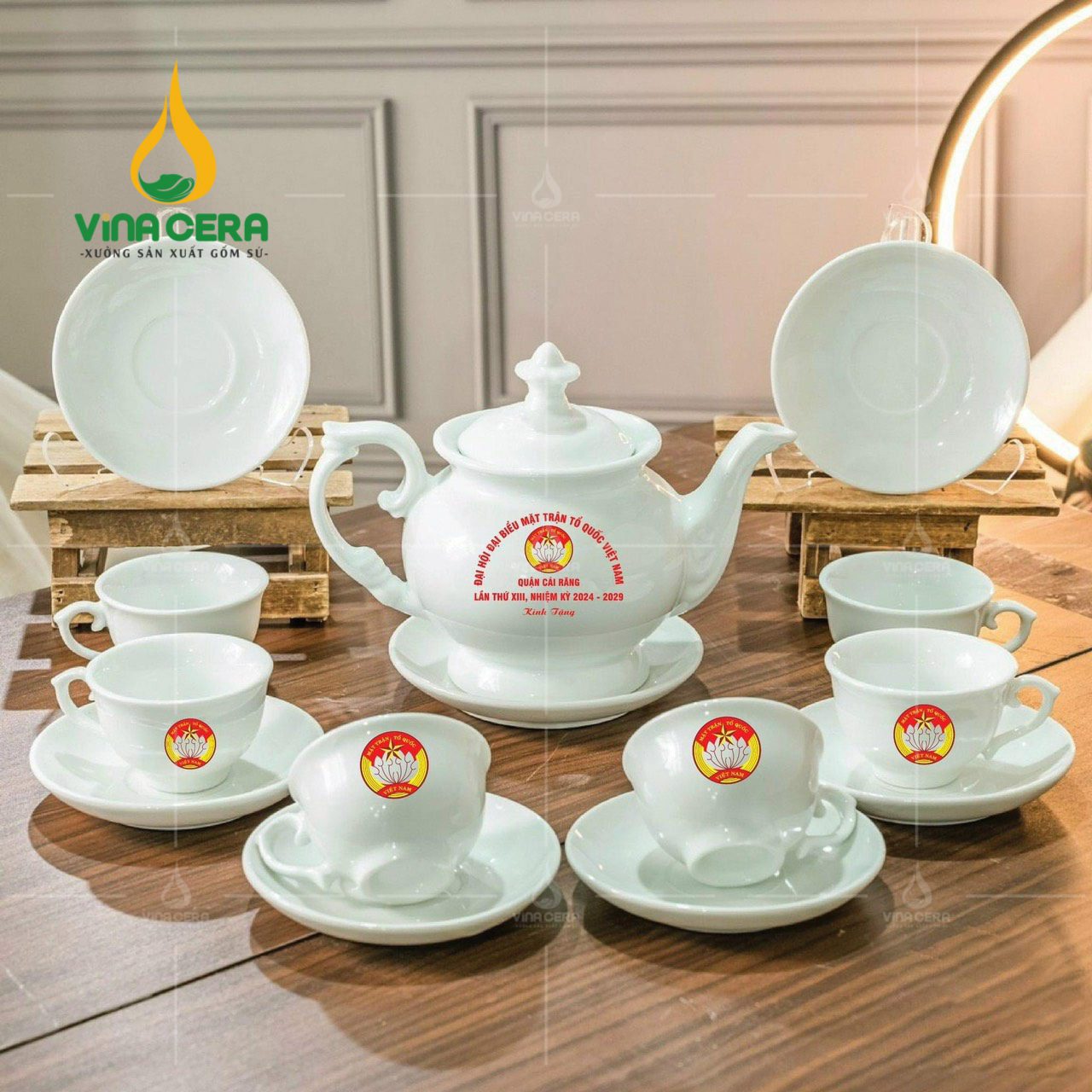 Top 10 Bộ Ấm Trà In Logo Quà Tặng Được Ưa Chuộng Nhất 2024 Ấm trà sứ trắng có in logo