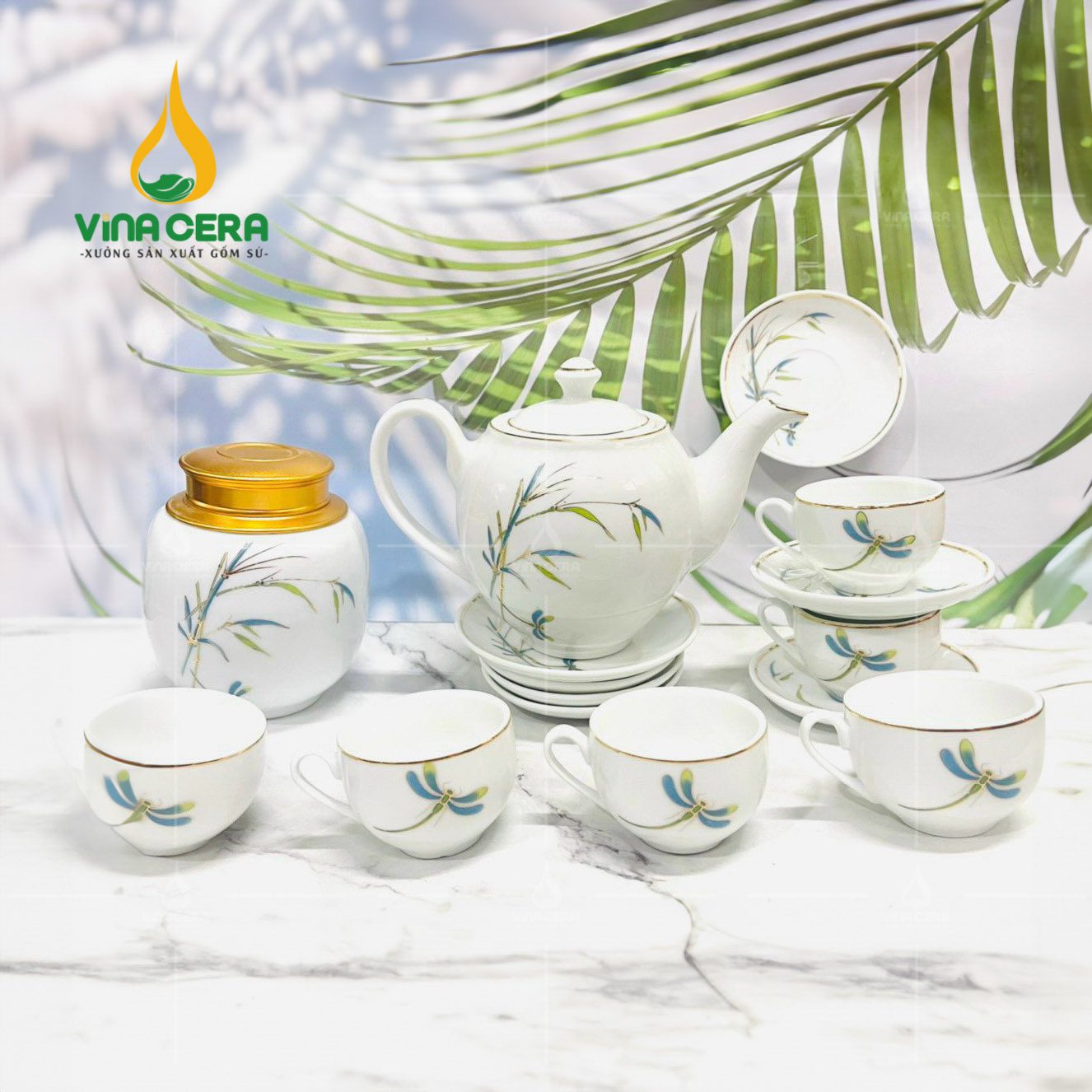 Top 10 Bộ Ấm Trà In Logo Quà Tặng Được Ưa Chuộng Nhất 2024 bo am tra su trang ve truc chuon