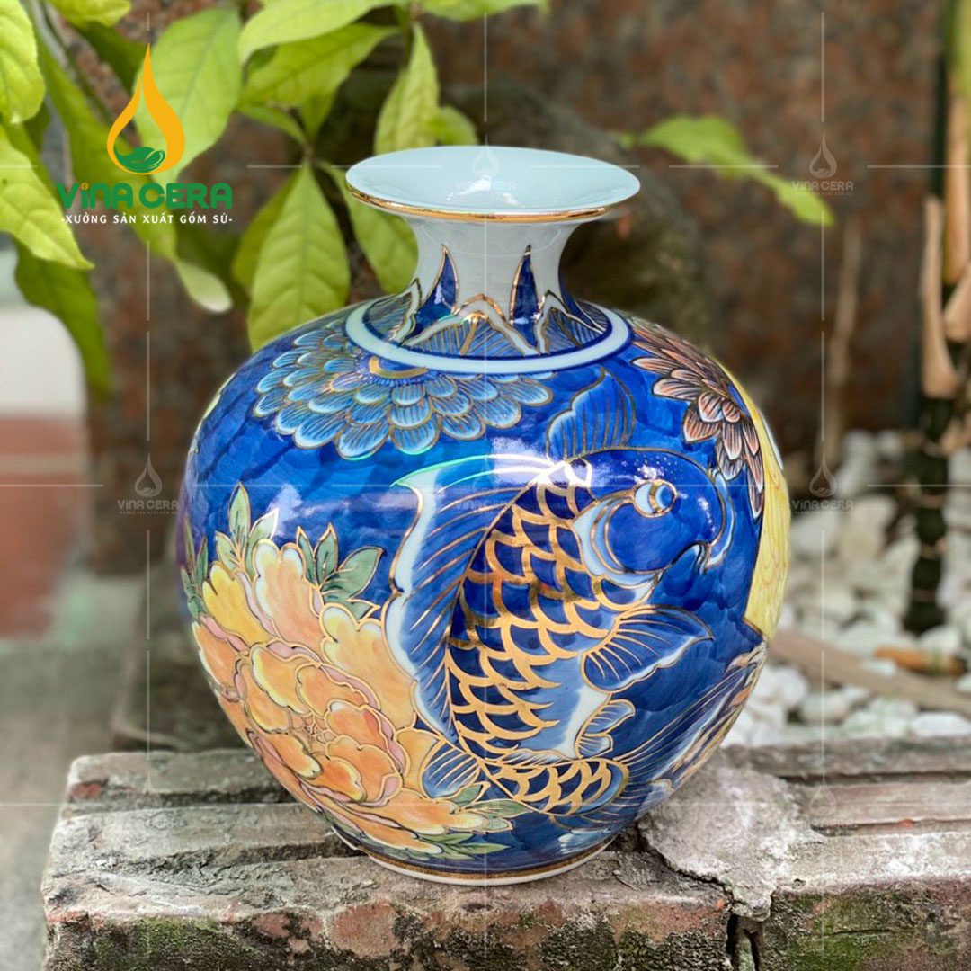 Xưởng Sản Xuất Bình Hút Tài Lộc Bát Tràng Theo Yêu Cầu - Giá Tốt Bình hút lộc cá chép liên hoa