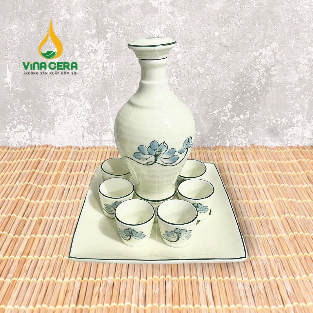 bộ bình rượu sứ kèm ly