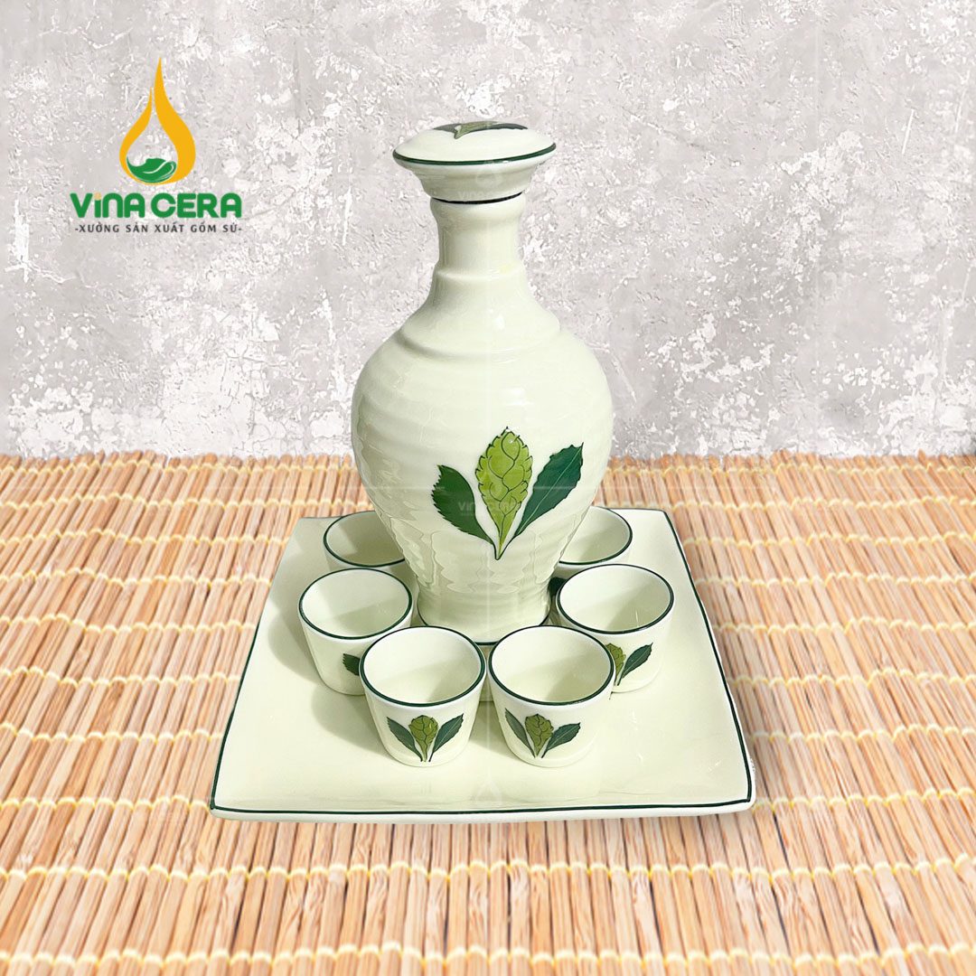 bộ bình rượu sứ kèm ly