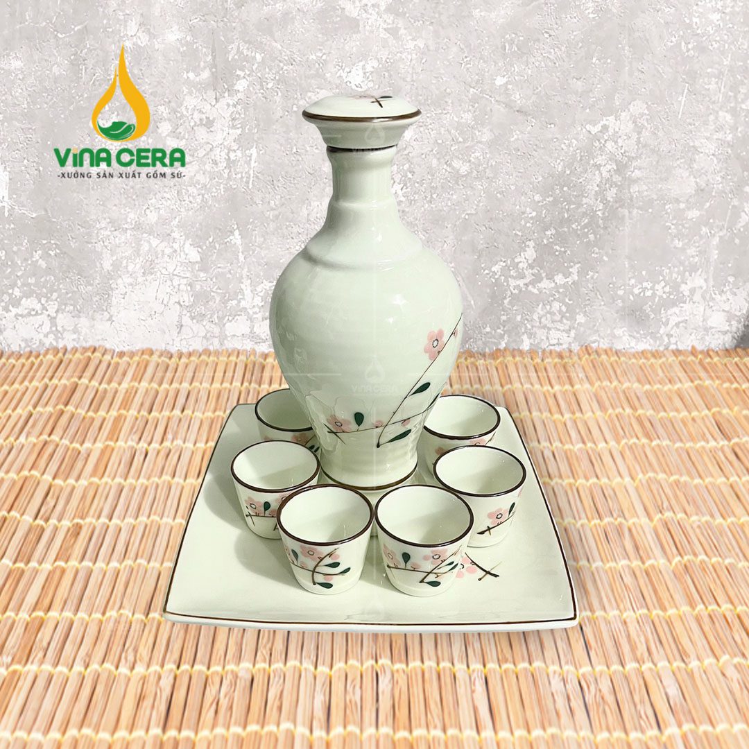 bộ bình rượu sứ kèm ly