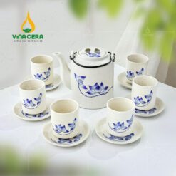 Bộ Ấm Tích Sứ Trắng Bích Liên Bát Tràng - BAT 0470424