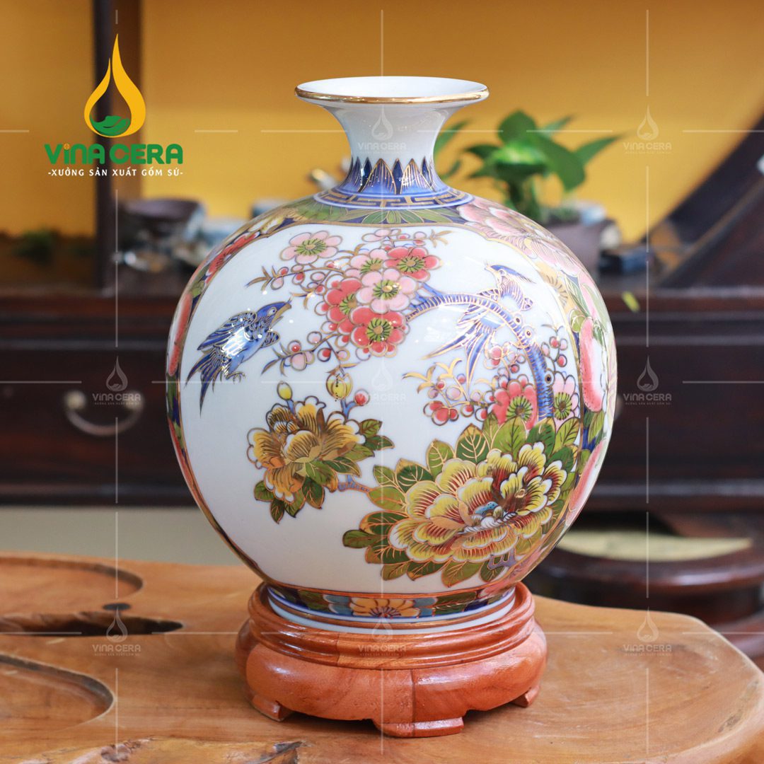 Bình Hút Lộc Là Gì? Bình Hút Lộc Để Ở Đâu Là Tốt Nhất? Bình hút lộc họa tiết hoa mẫu đơn