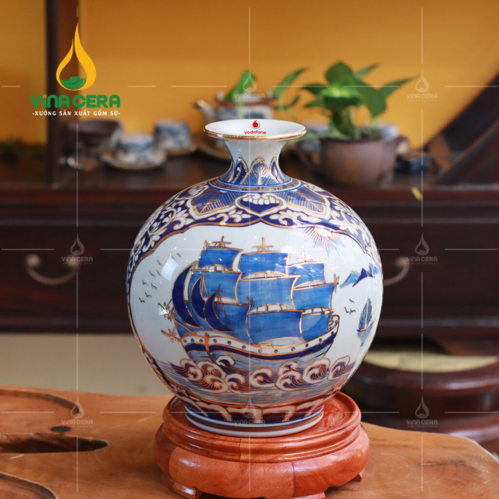 Bình hút lộc Thuận Buồm Xuôi Gió Viền Vàng