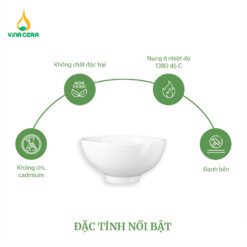 Chén cơm sứ trắng Vinacera