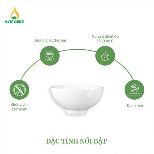 Chén cơm sứ trắng VinaCera