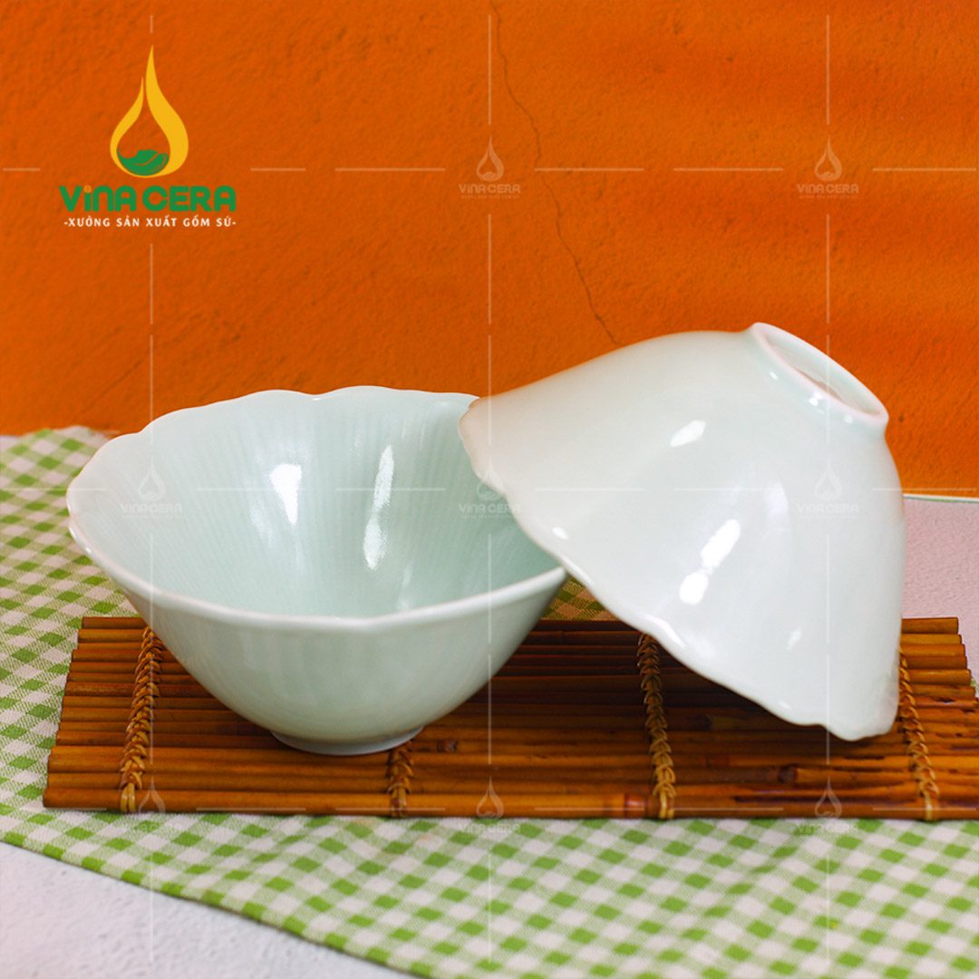 Chén Đĩa Sứ Men Ngọc Dáng Sen - BBA 082401 Chén đĩa sứ men ngọc dáng sen