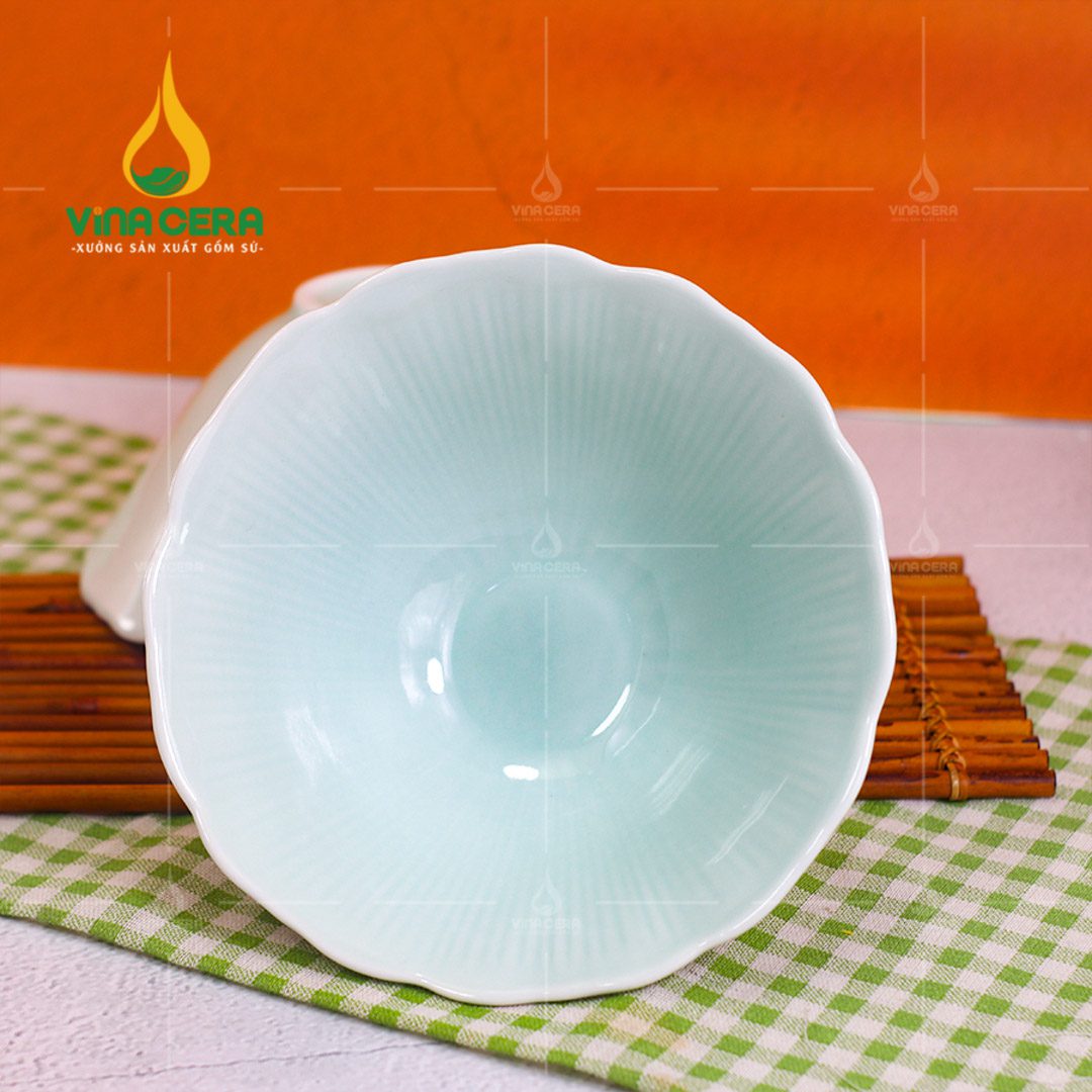 Chén Đĩa Sứ Men Ngọc Dáng Sen - BBA 082401 Chén đĩa sứ men ngọc dáng sen