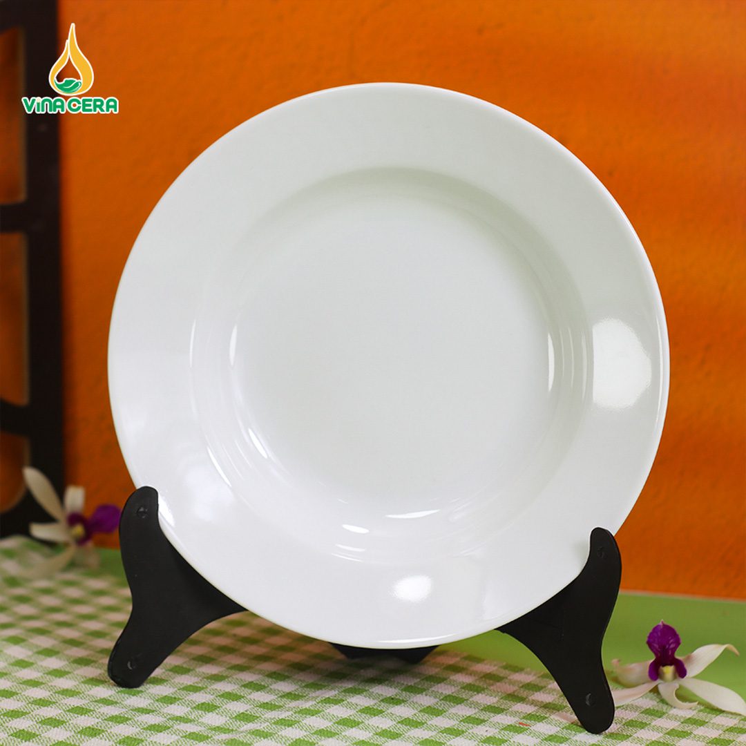 Đĩa Sâu Lòng Trơn Sứ Trắng - DS 082404 Đĩa sâu lòng trơn sứ trắng