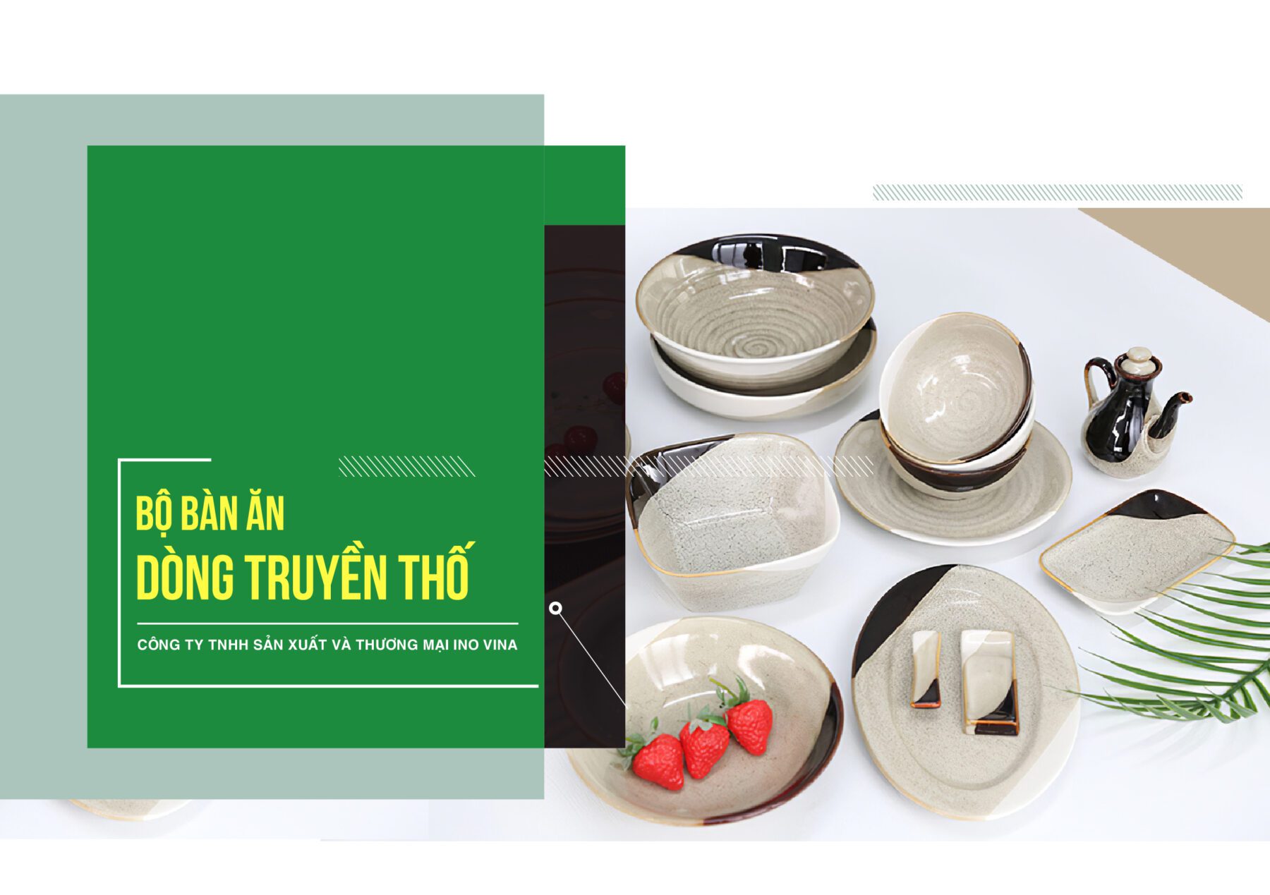 Bộ Bát Đĩa Bát Tràng men Ba Màu