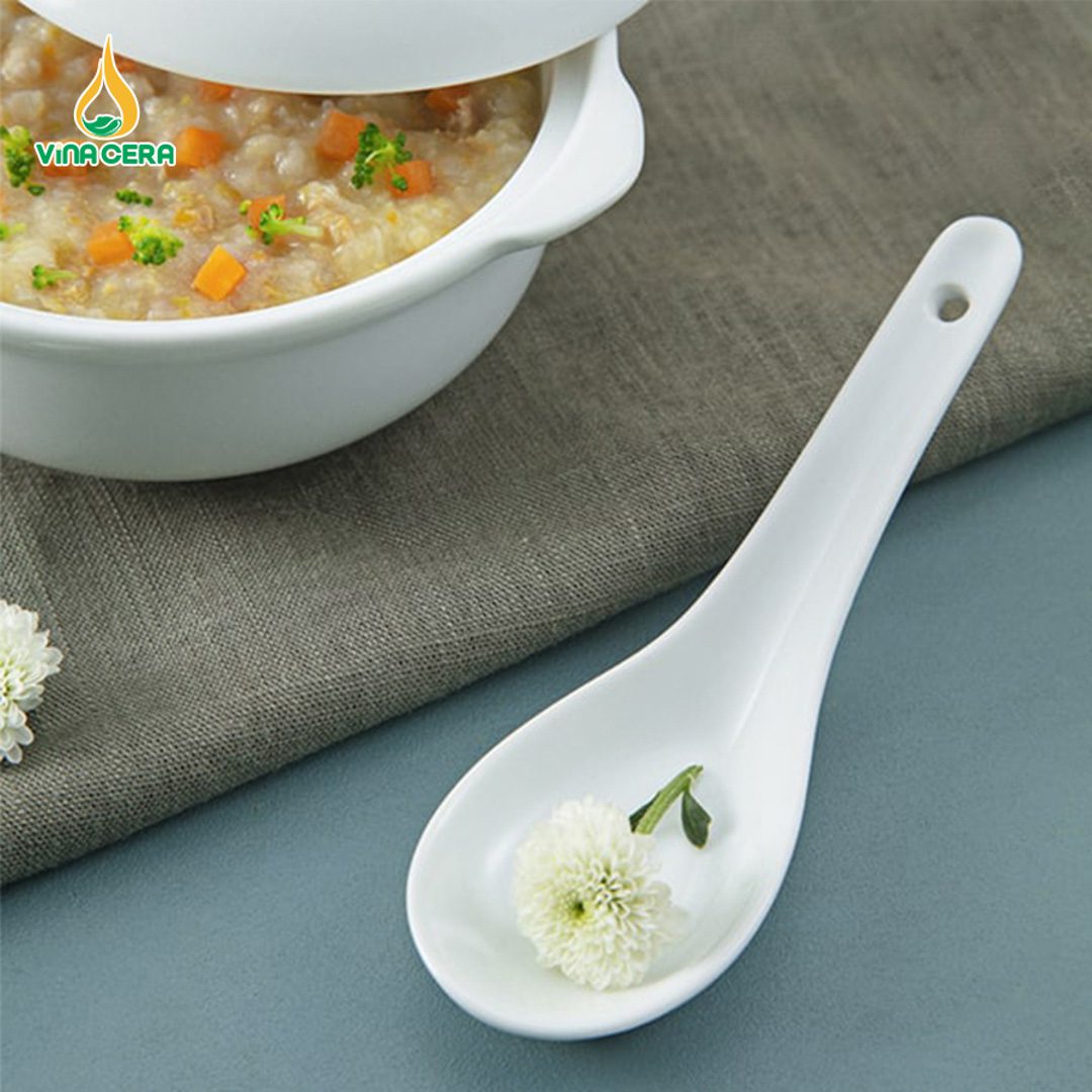 Thìa Sứ Trắng Cao Cấp - PK 082407 Thìa sứ trắng