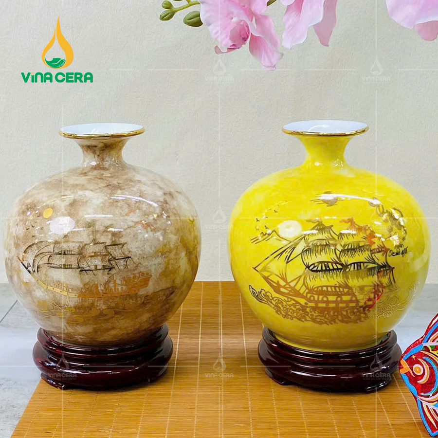 Tư Vấn Cách Chọn Bình Hút Lộc Cho Người Mệnh Kim Rước Tiền Tài Bình Hút Lộc Men Vân Đá Gốm Sứ Bát Tràng BHT 019624