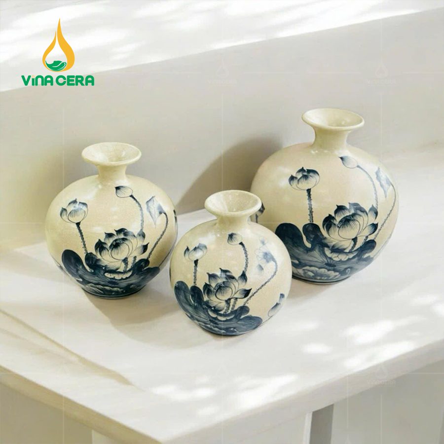 Bình Hút Lộc Men Rạn Họa Tiết Hoa Sen (2) Bình Hút Lộc Men Rạn Họa Tiết Hoa Sen BHL-06012924