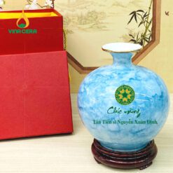Bình Hút Tài Lộc Men Vân Đá in logo quà tặng BLH-02102924 Bình Hút Tài Lộc Men Vân Đá in logo quà tặng