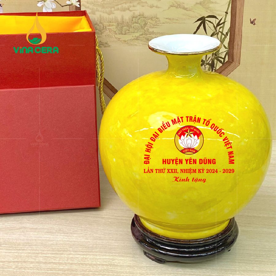Bình Hút Tài Lộc Men Vân Đá in logo quà tặng (4) Bình Hút Tài Lộc Men Vân Đá in logo quà tặng