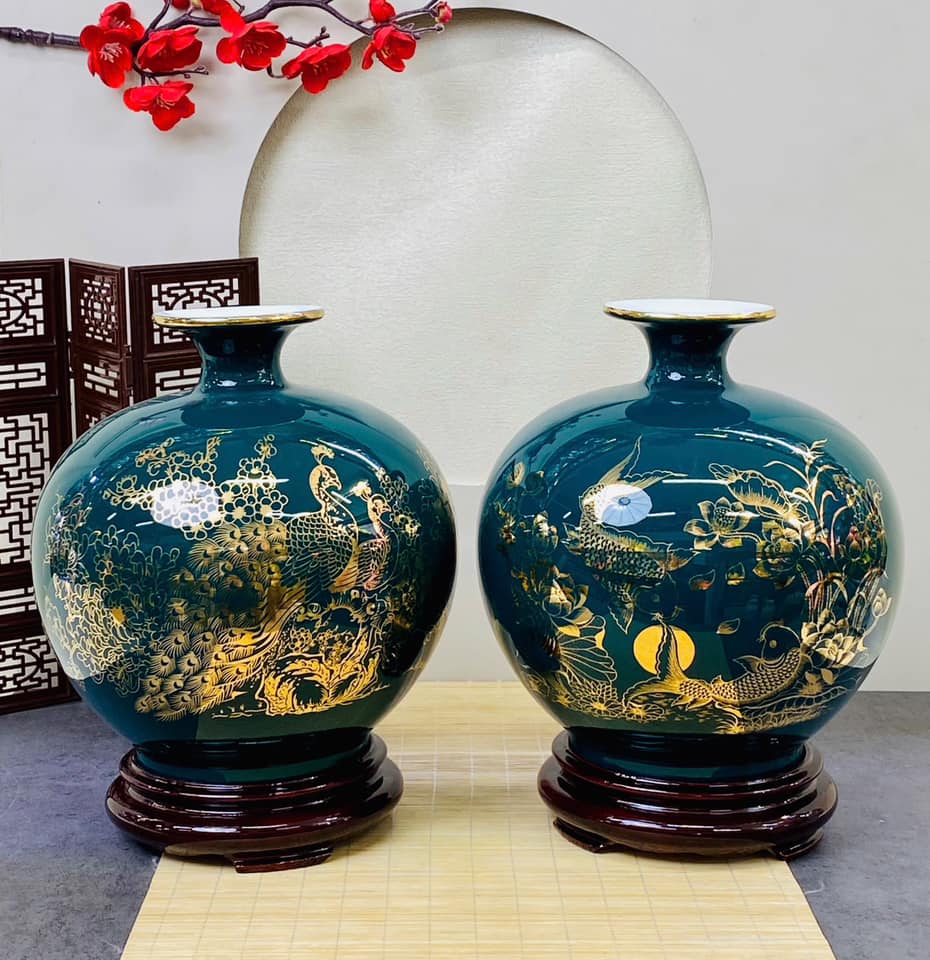 Bình Phong Thuỷ Hút Tài Lộc Men Màu In Decan Hoa Văn BHL-03102924 Bình Phong Thuỷ Hút Tài Lộc Men Màu In Decan Hoa Văn BHL-03102924