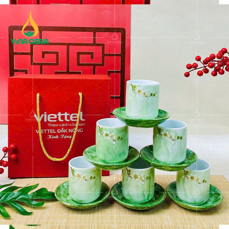 Cốc Sứ Bát Tràng Men Vân Đá Xanh Cốm CSV-011011