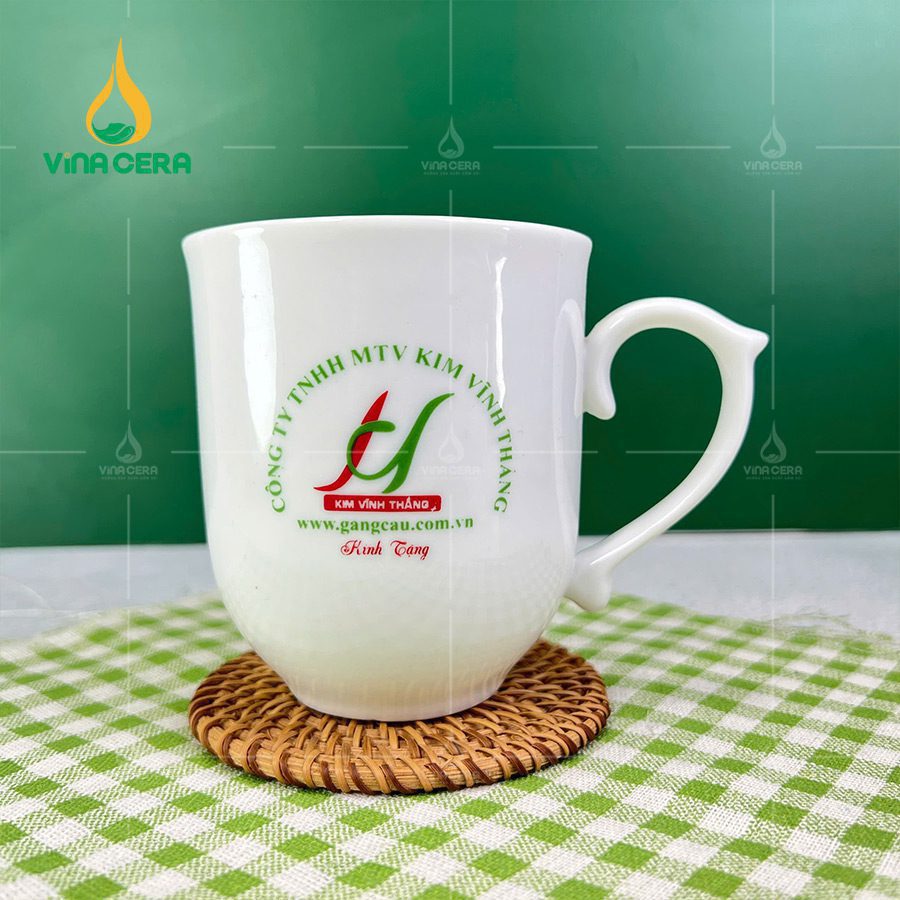 Ly Sứ Trắng Bầu Bát Tràng 350ml LS-10102224 Ly Sứ Trắng Bầu Bát Tràng Quai nhọn 350ml