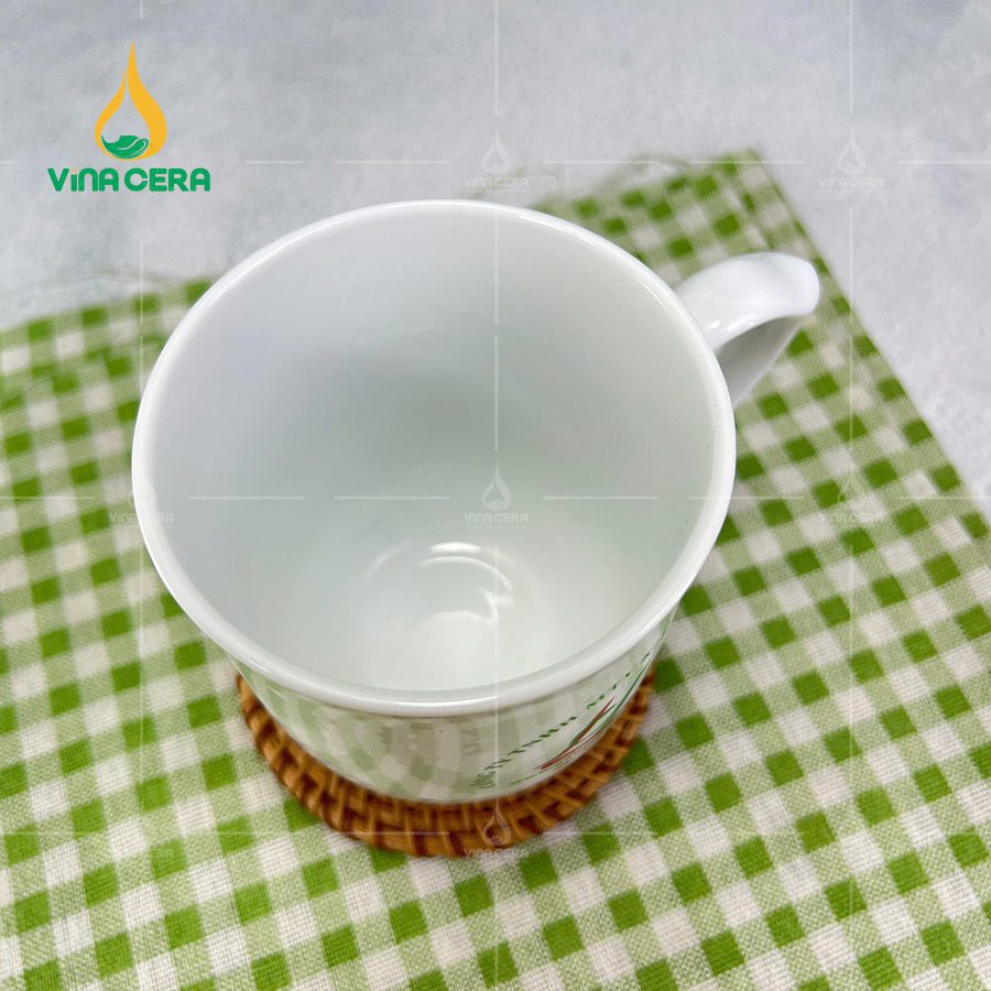 Ly Sứ Trắng Bầu Bát Tràng 350ml LS-10102224 Ly Sứ Trắng Bầu Bát Tràng Quai nhọn 350ml