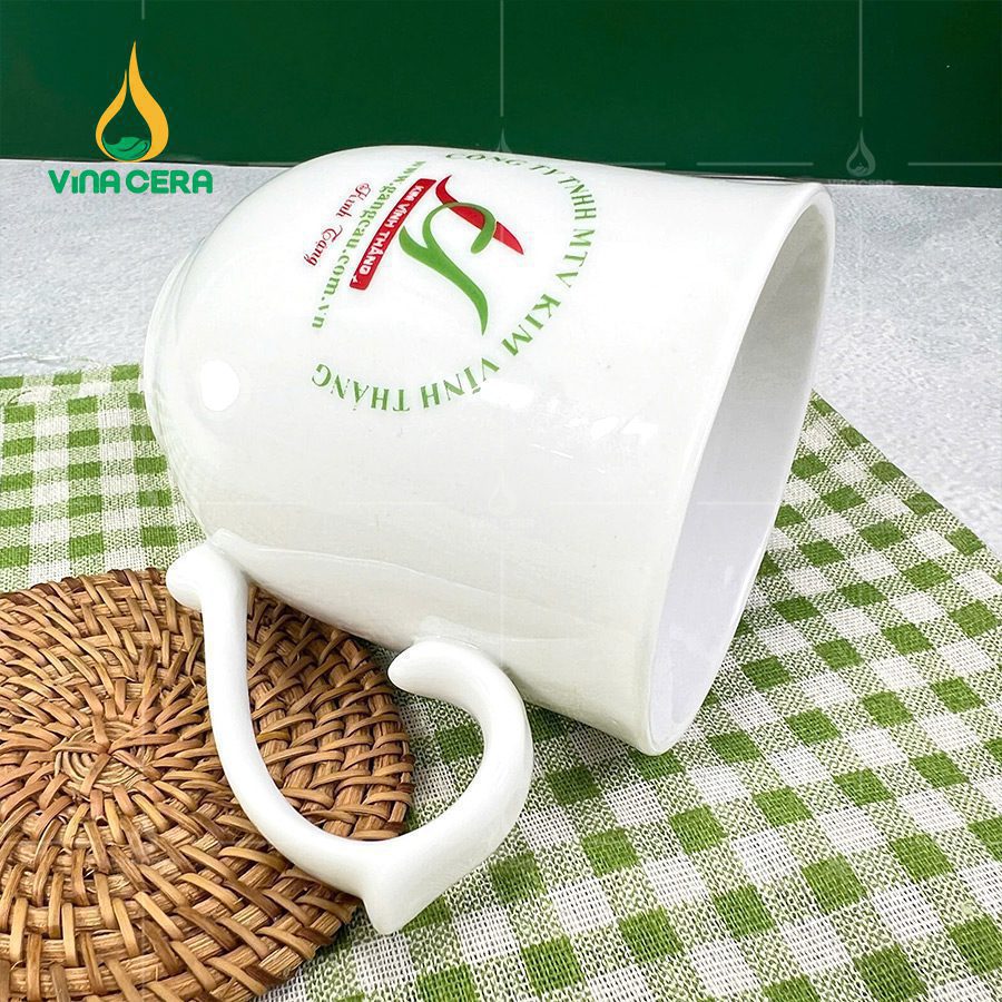 Ly Sứ Trắng Bầu Bát Tràng 350ml LS-10102224 Ly Sứ Trắng Bầu Bát Tràng Quai nhọn 350ml