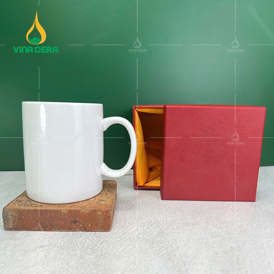 Cốc Vát Trắng Viền Kim Vàng men bóng LS 0622024 Ly Sứ Trắng Dáng Trụ Quai C (14)