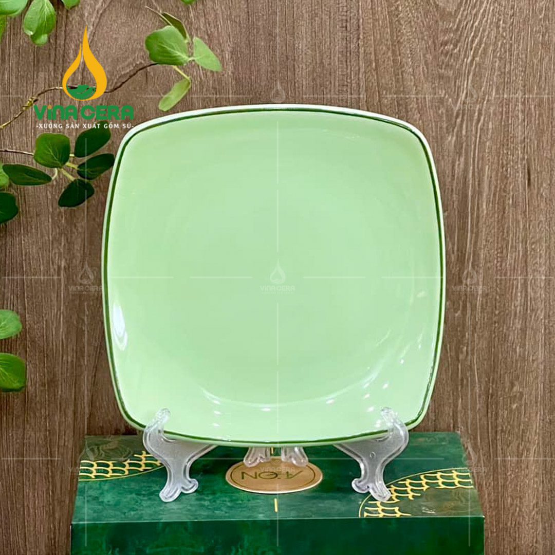 Bộ Chén Đĩa Bát Tràng Men Xanh Ngọc Trơn - TS 102404 Bộ chén đĩa Bát Tràng men xanh ngọc trơn