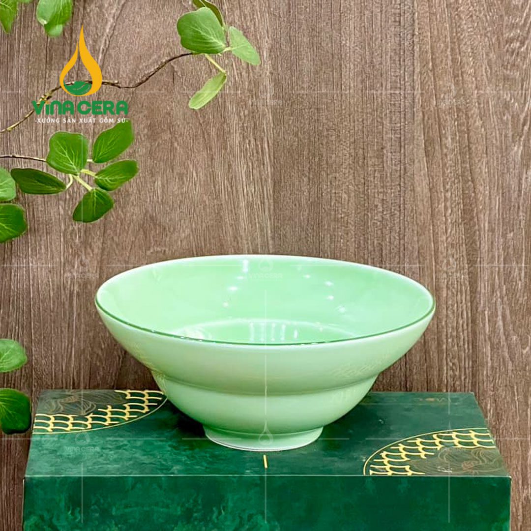 Bộ Chén Đĩa Bát Tràng Men Xanh Ngọc Trơn - TS 102404 Bộ chén đĩa Bát Tràng men xanh ngọc trơn
