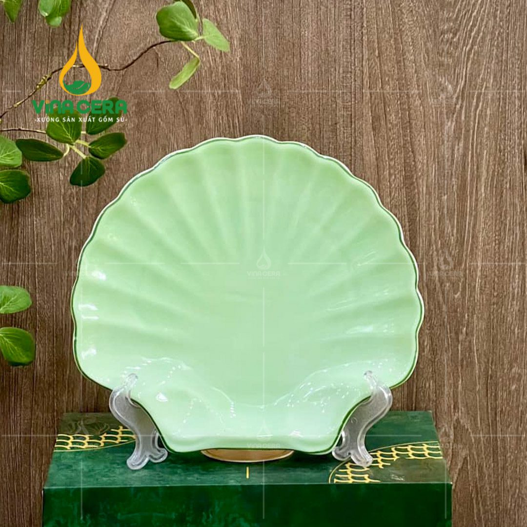 Bộ Chén Đĩa Bát Tràng Men Xanh Ngọc Trơn - TS 102404 Bộ chén đĩa Bát Tràng men xanh ngọc trơn