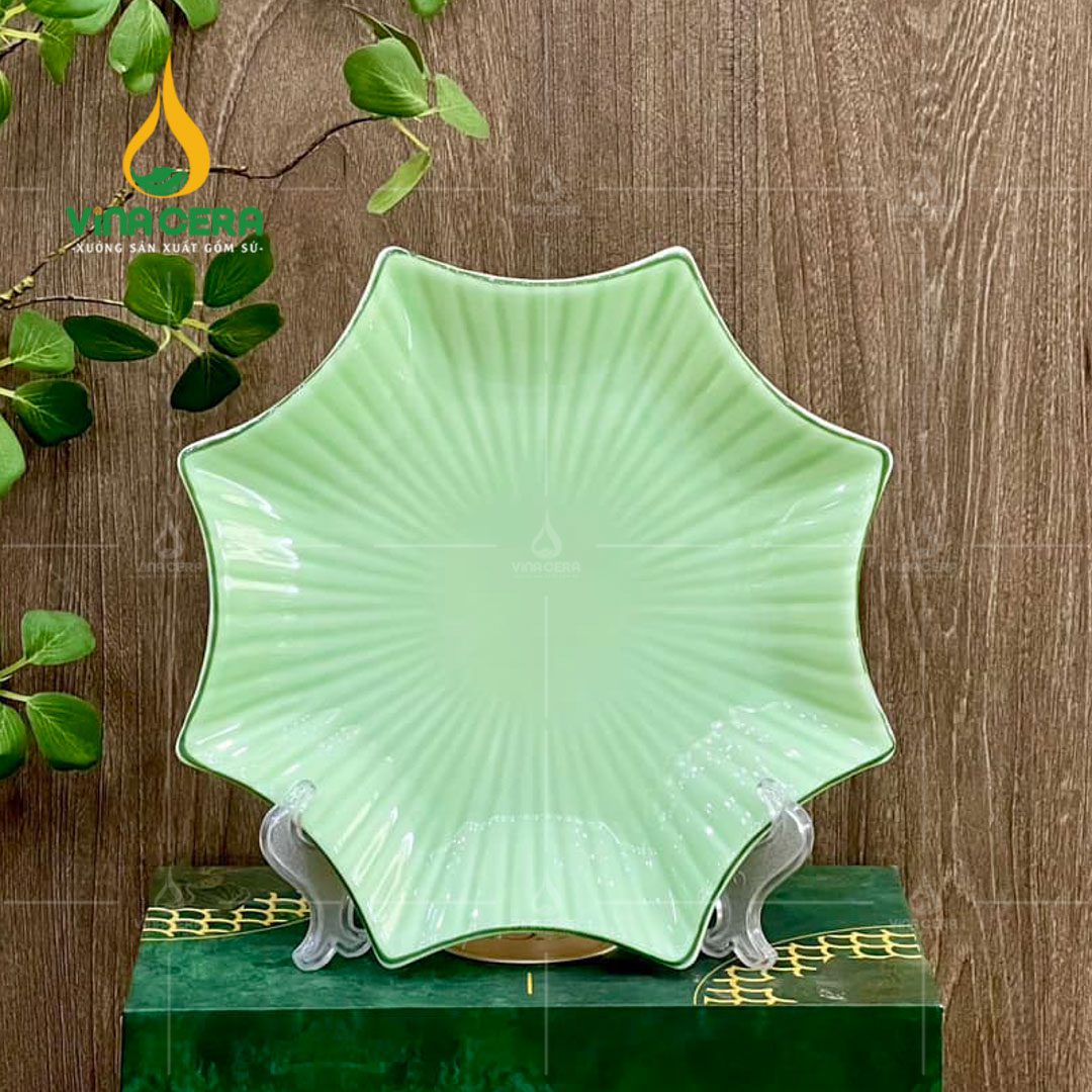 Bộ Chén Đĩa Bát Tràng Men Xanh Ngọc Trơn - TS 102404 Bộ chén đĩa Bát Tràng men xanh ngọc trơn