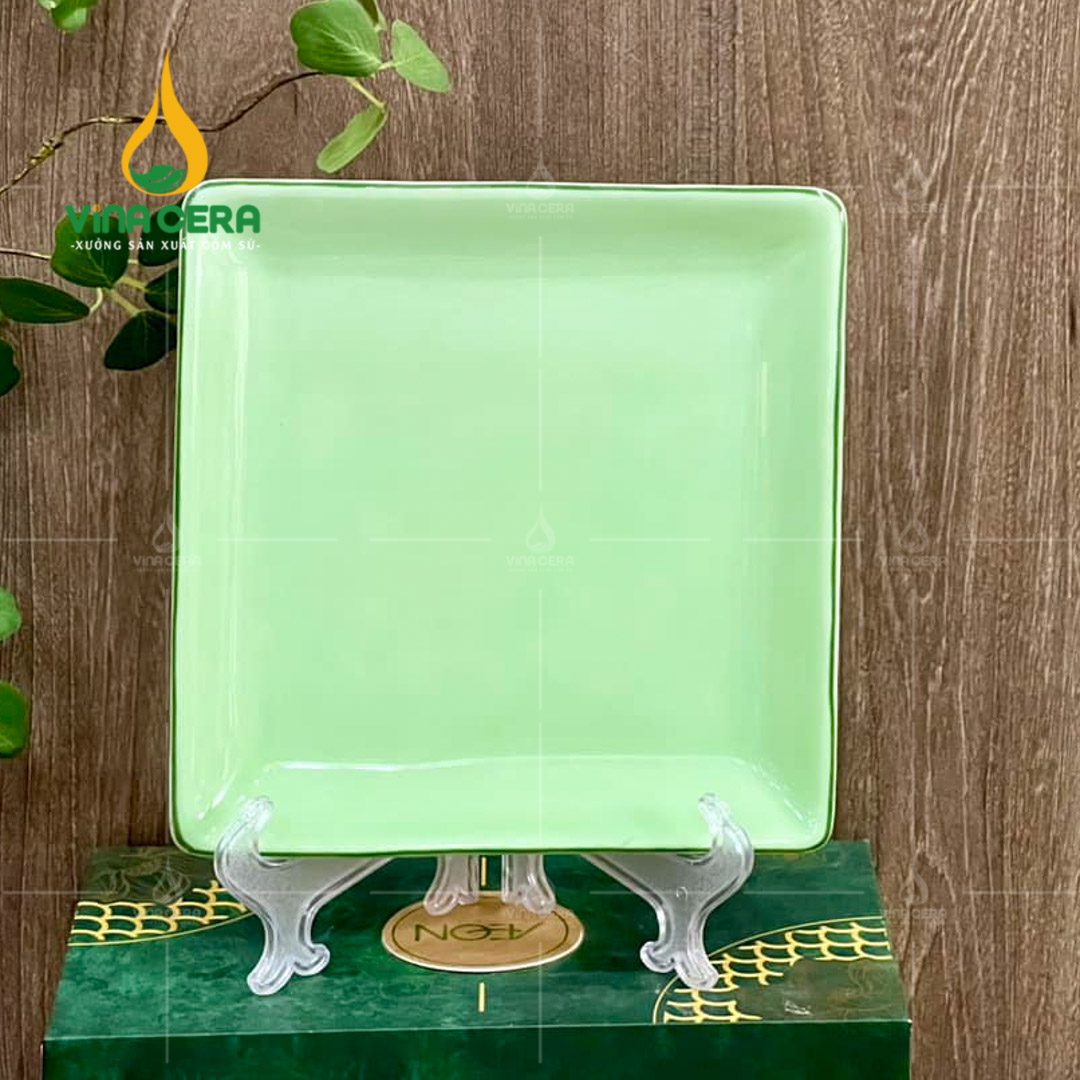 Bộ Chén Đĩa Bát Tràng Men Xanh Ngọc Trơn - TS 102404 Bộ chén đĩa Bát Tràng men xanh ngọc trơn