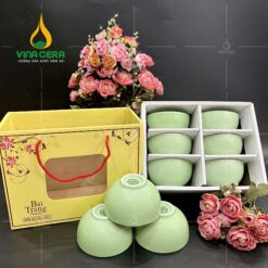 Set Bộ 6 Chén Cơm Bát Tràng Cao Cấp In Logo - BC 102407 Set bộ 6 chén cơm Bát Tràng cao cấp in logo