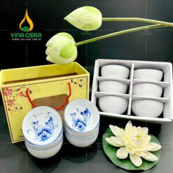 Set Bộ 6 Chén Cơm Bát Tràng Cao Cấp In Logo - BC 102407 Set bộ 6 chén cơm Bát Tràng cao cấp in logo