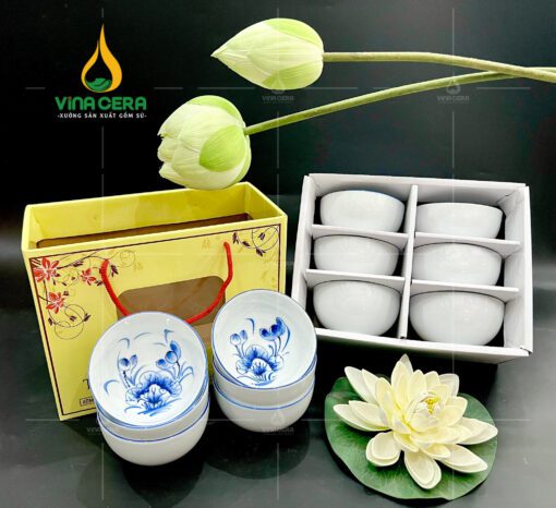 Set bộ 6 chén cơm Bát Tràng cao cấp in logo