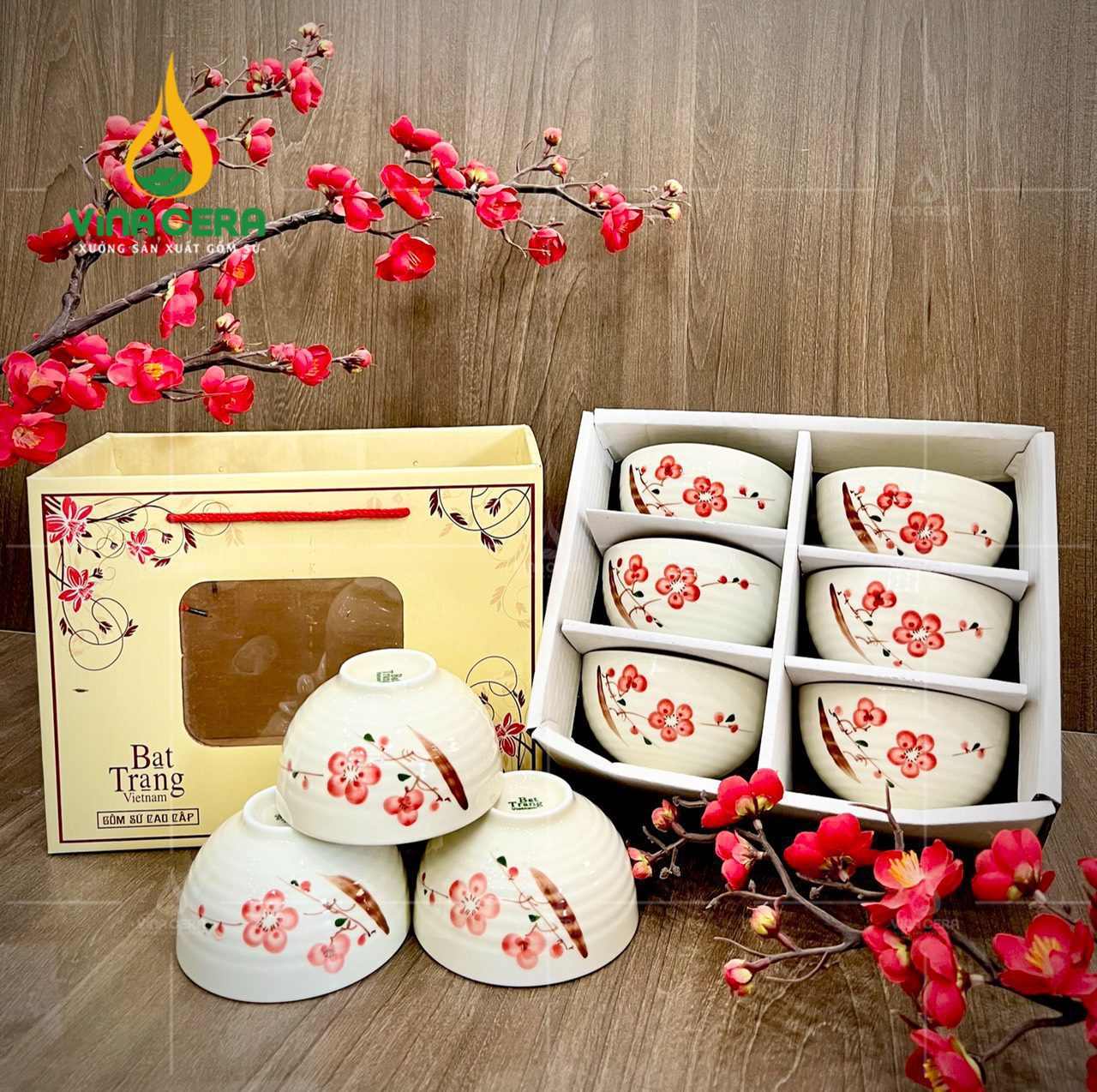 Set Bộ 6 Chén Cơm Bát Tràng Cao Cấp In Logo - BC 102407 Set bộ 6 chén cơm Bát Tràng cao cấp in logo