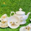 Bộ Ấm Chén Đài Các Vẽ Làng Quê Vàng Kim