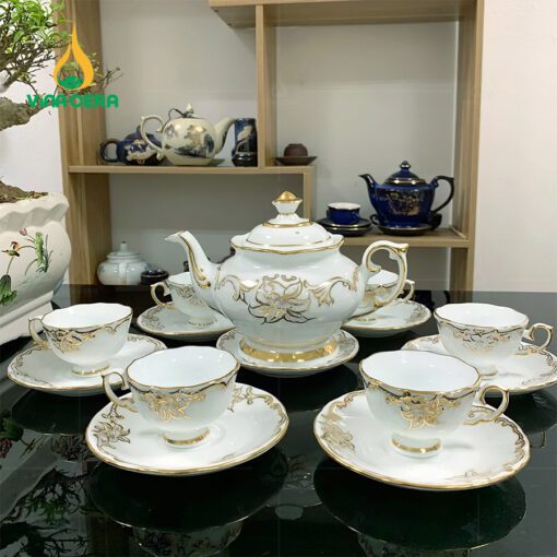 Bộ Ấm Chén Dáng Đài Các Vẽ Phù Dung