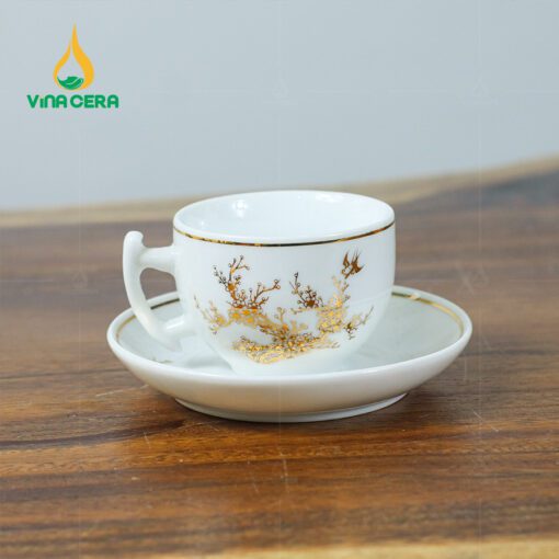 Bộ Ấm Chén Nắp Trăng Khuyết Vẽ Vàng Công Đào