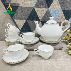 Bộ Ấm Chén Mạ Vàng Cao Cấp - Mua Ở Đâu, Giá Bao Nhiêu? Bộ Ấm Chén Trà Thiên Kim Viền Vàng Kim
