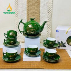 Bộ Ấm Chén Trăng Khuyết Men Xanh Ngọc ACM04